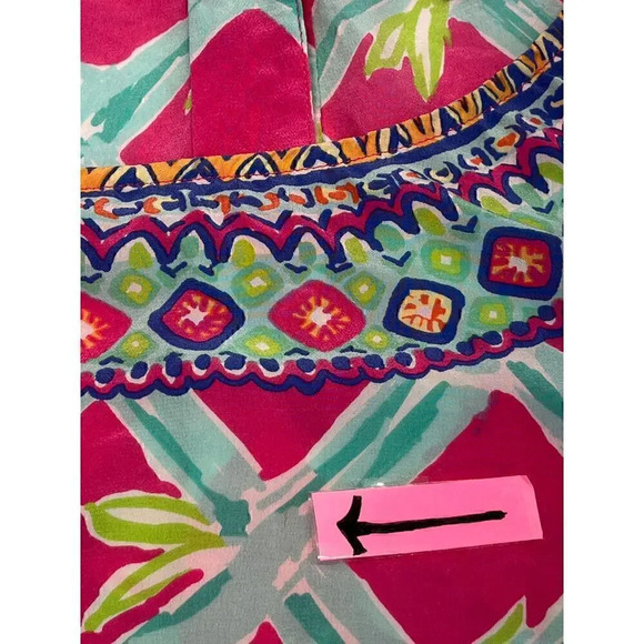Lilly Pulitzer Womens L Silk Magenta Sleeveless Gold Accent Back Buttons - Picture 3 of 11